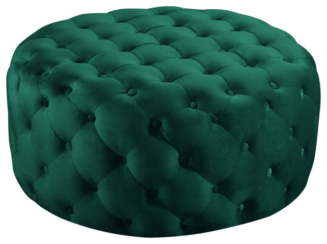 Addison Velvet Upholstered Ottoman/Bench, Green