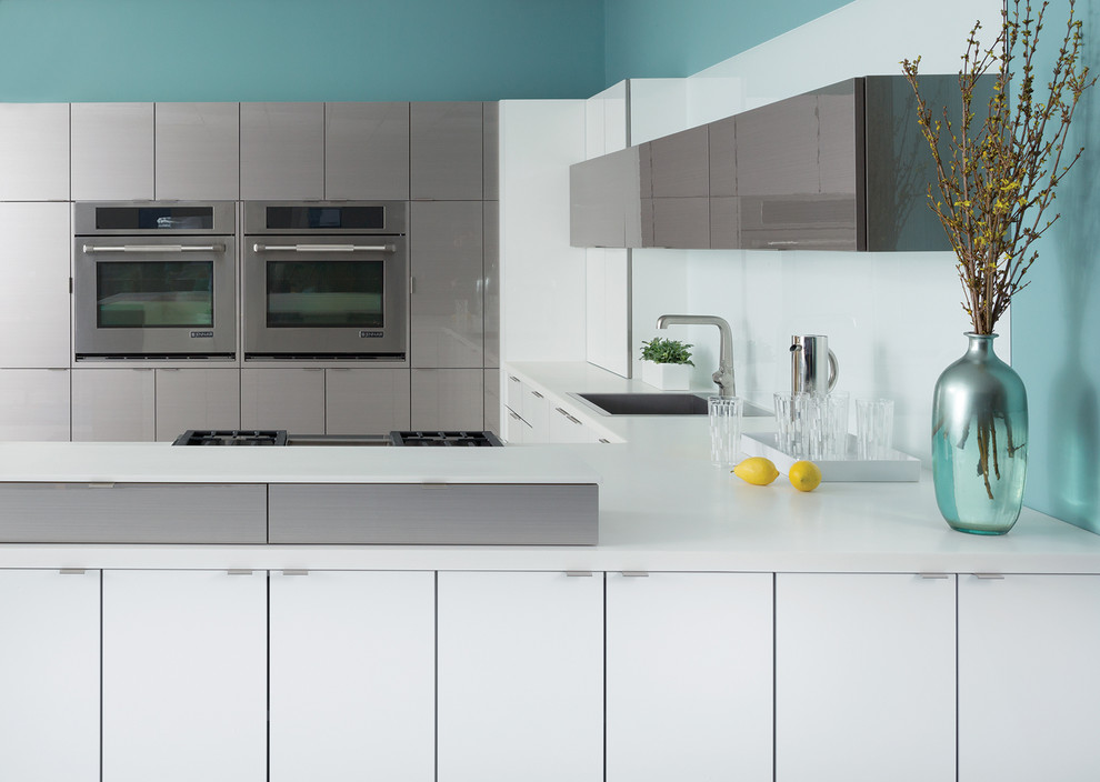 Sleek White and Stainless Steel Kitchen of the Future from Dura Supreme Cabinetr