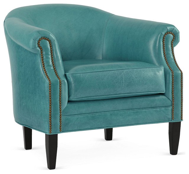 Hyde Leather Chair, Turquoise