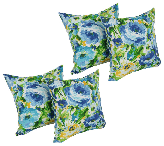 17" Square Solid Polyester Outdoor Throw Pillows, Set of 4, Lesandra