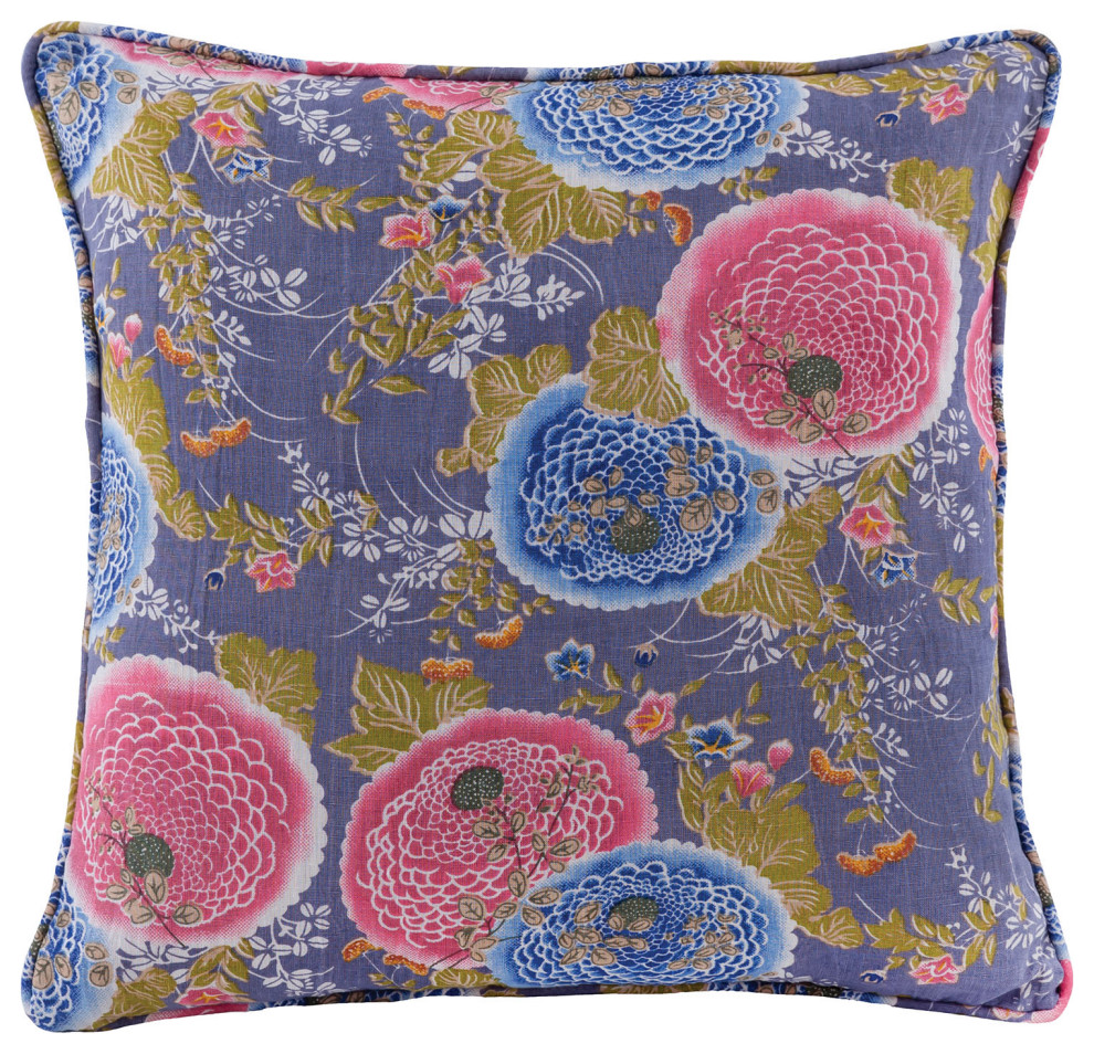 ELK Lifestyle -PLW039 Pink and Blue 20X20 Hand-Printed Reversible Pillow