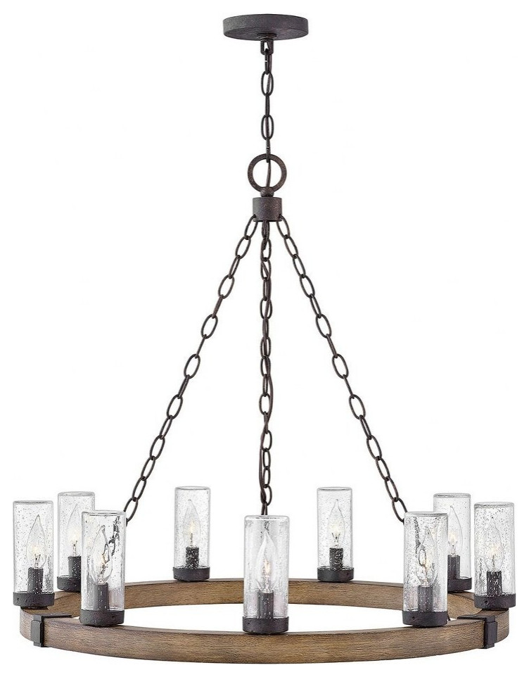 9 Light Large Outdoor Low Voltage Hanging Lantern in Rustic Style 30