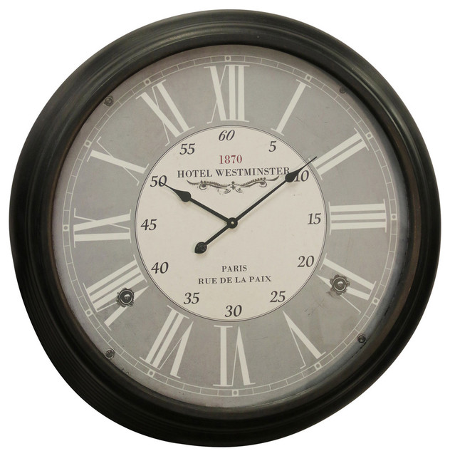 Antique 1870 HOTEL WESTMINSTER Wall Clock with black metal frame