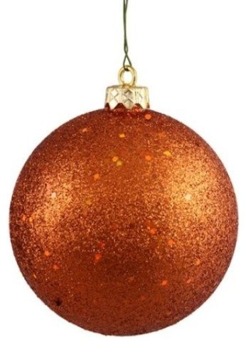 Copper Glitter Ball Ornament With Wire 