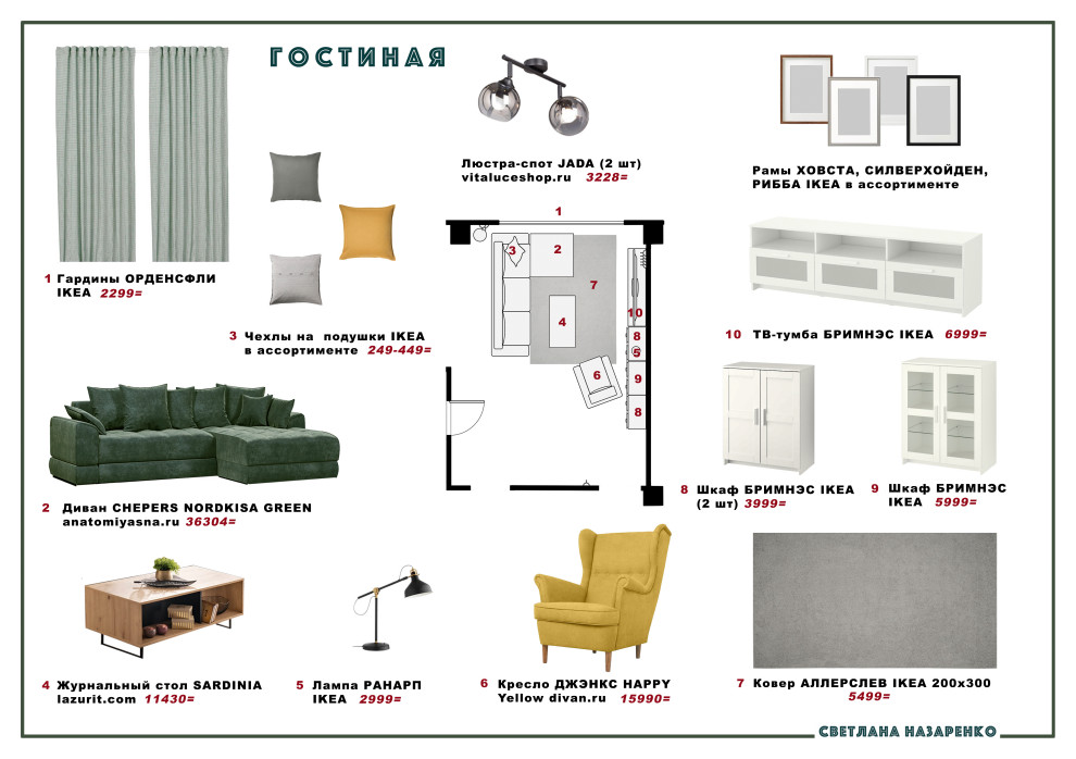 Финальный коллаж гостиной