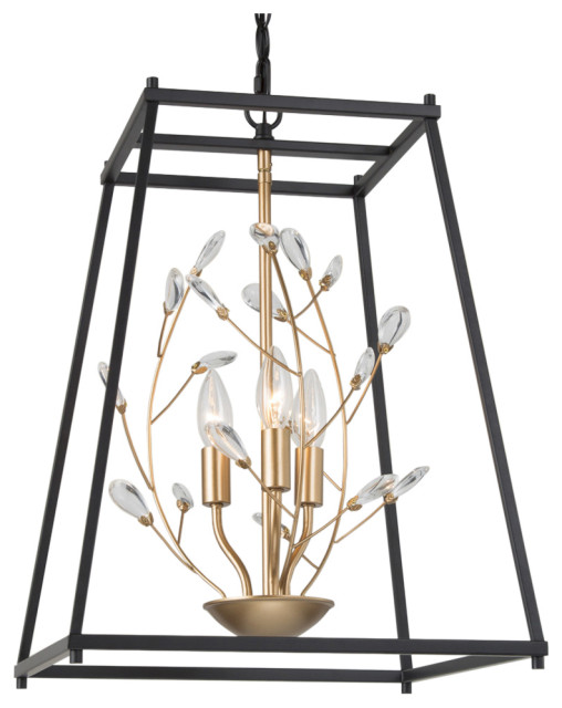 LNC 3Lights Modern Crystal Square Matte Black and Gold Limbs