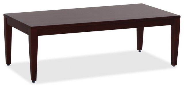Lorell Mahogany Finish Solid Wood Coffee Table, Rectangle Top