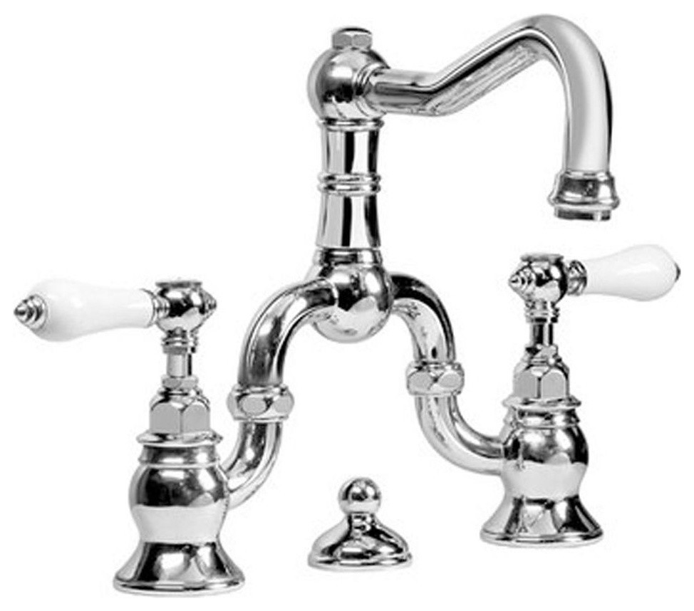 Graff Canterbury Widespread Bridge Lavatory Faucet, Polished Chrome Traditional Bathroom