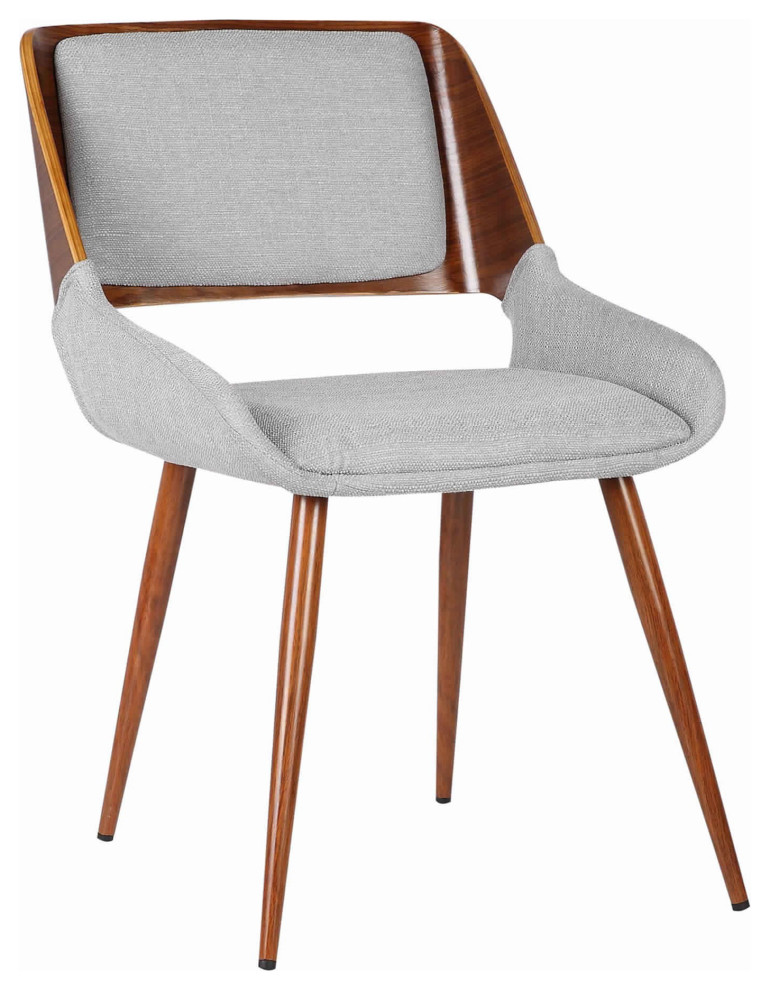 Benzara BM155654 Fabric Dining Chair with Split Padded Back, Gray and Brown