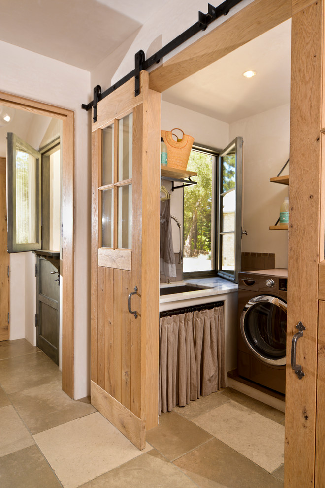 Design ideas for a mediterranean dedicated laundry room in San Francisco.