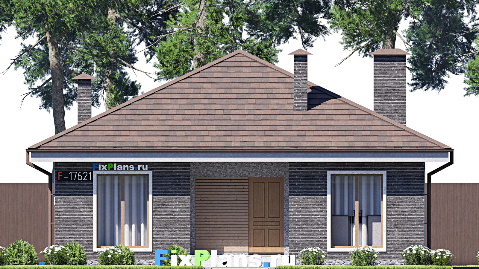 Проект одноэтажного дома 10х10м S76м2 F-17621