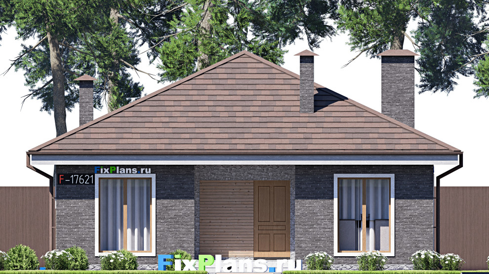 Проект одноэтажного дома 10х10м S76м2 F-17621