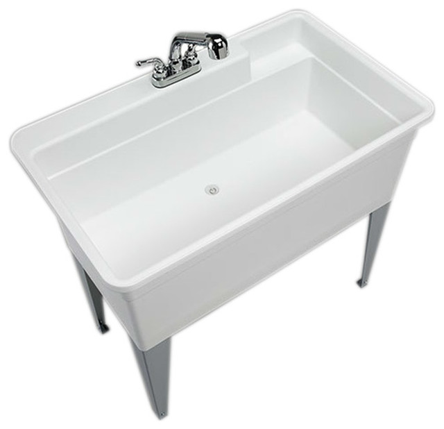 E. L. Mustee & Sons, Inc. Big Tub Utility Sink Combo, White, 40