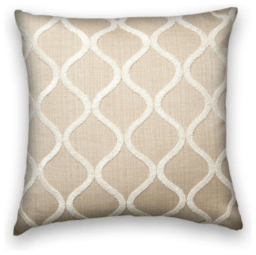 Beige With Cream Chenille Throw Contemporary Decorative Pillows