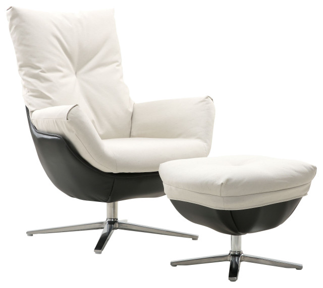 Rio Modern Two Toned Swivel Chair, Swivel Chair With Ottoman