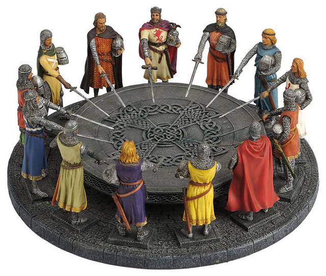 KING Arthur & the Knights of the Round Table Sculpture Medieval Home Decor 