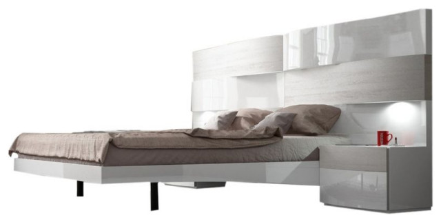 Cordoba 3 Piece Modern Bedroom Set, Modern White King Bed