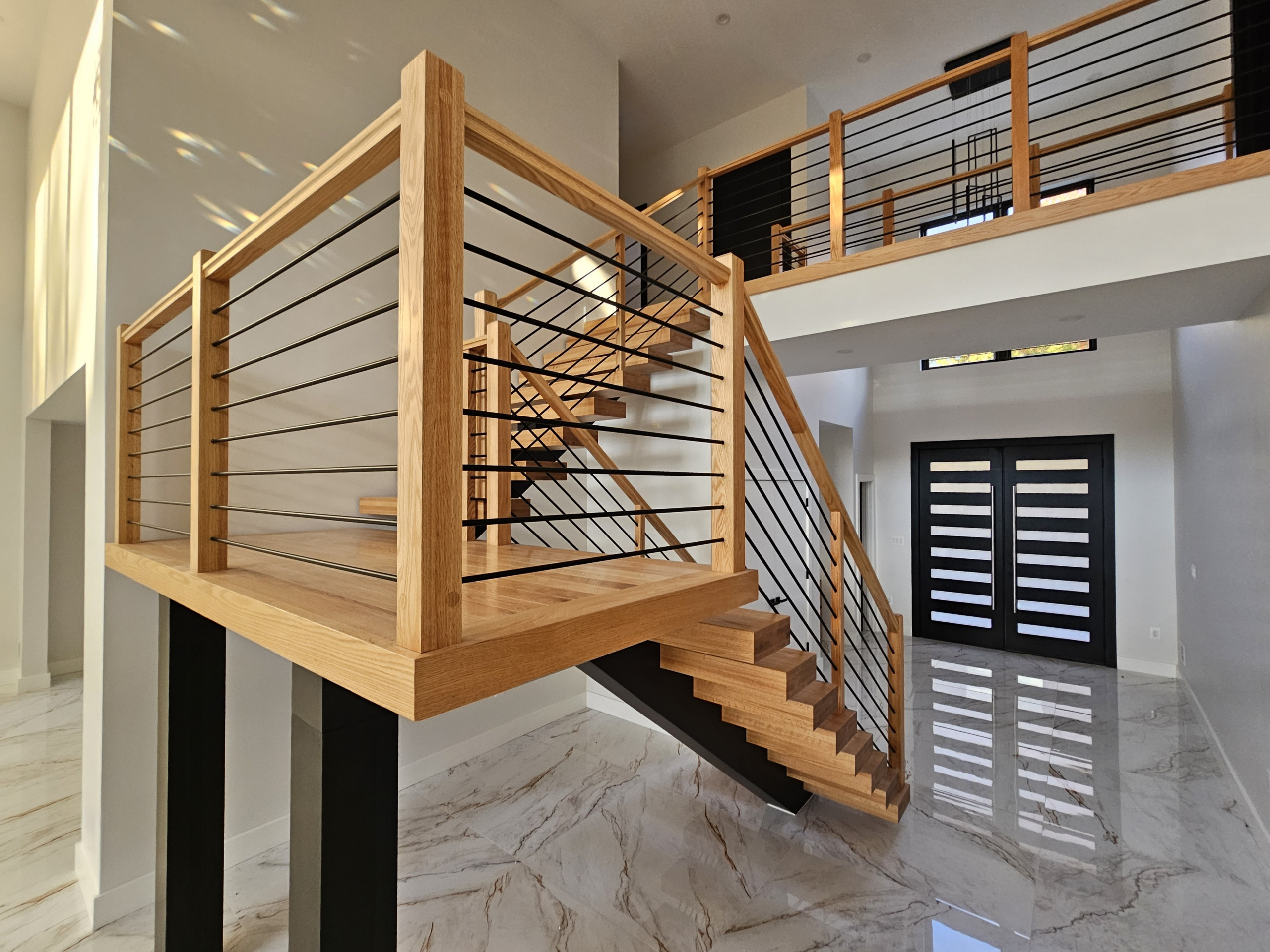 143_Modern Floating Red Oak and Metal Staircase, Sterling, VA