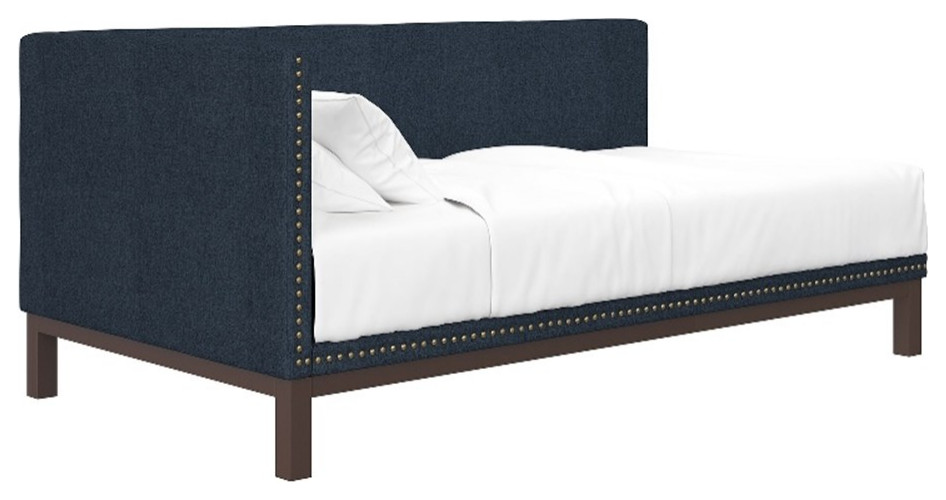 DHP Dale Upholstered Daybed Twin in Blue Linen Transitional Daybeds