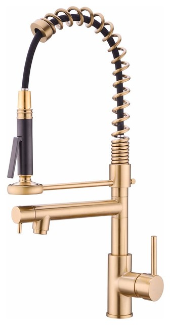 High Arc Kitchen Faucet, Pre-Rinse Brass, Double Outlet ...