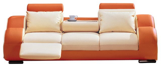 Julius Orange And Beige Leather Sofa Contemporary Sofas By Julius Orange And Beige Leather Sofa