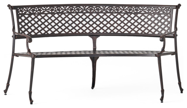 GDF Studio Bainbridge Outdoor Antique Copper Cast Aluminum Bench