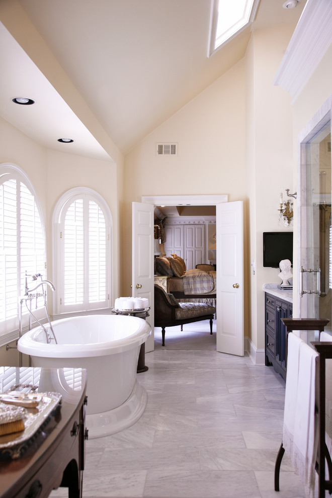 Inspiration for a traditional bathroom in Atlanta with a freestanding tub.