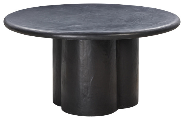 Elika Black Faux Plaster Round Dining Table