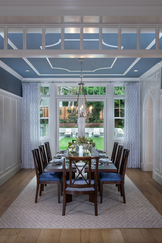 This is an example of a traditional separate dining room in Orange County with dark hardwood floors.