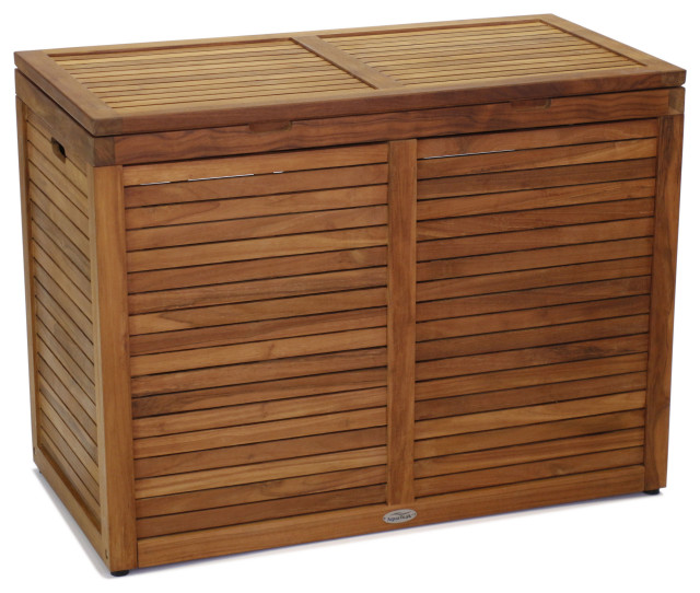 The Original Nila™ Large Size Double Teak Laundry Or Storage Hamper Contemporary Hampers 