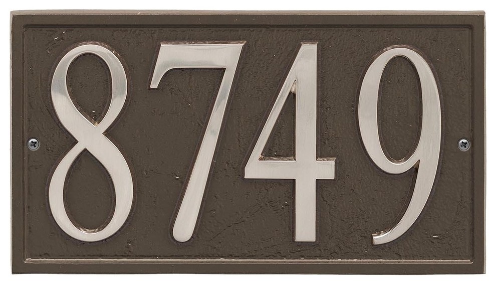 Custom Metal Address Plaque - Arched with Self-Stick Numerals - Bronze