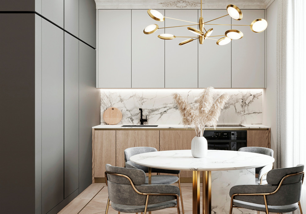 Кухня и гостиная зона для апарт отеля в Санкт-Петербурге