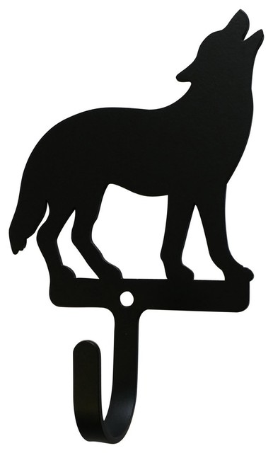 Wrought Iron Standing Wolf Decorative Wall Hook Small Rustic