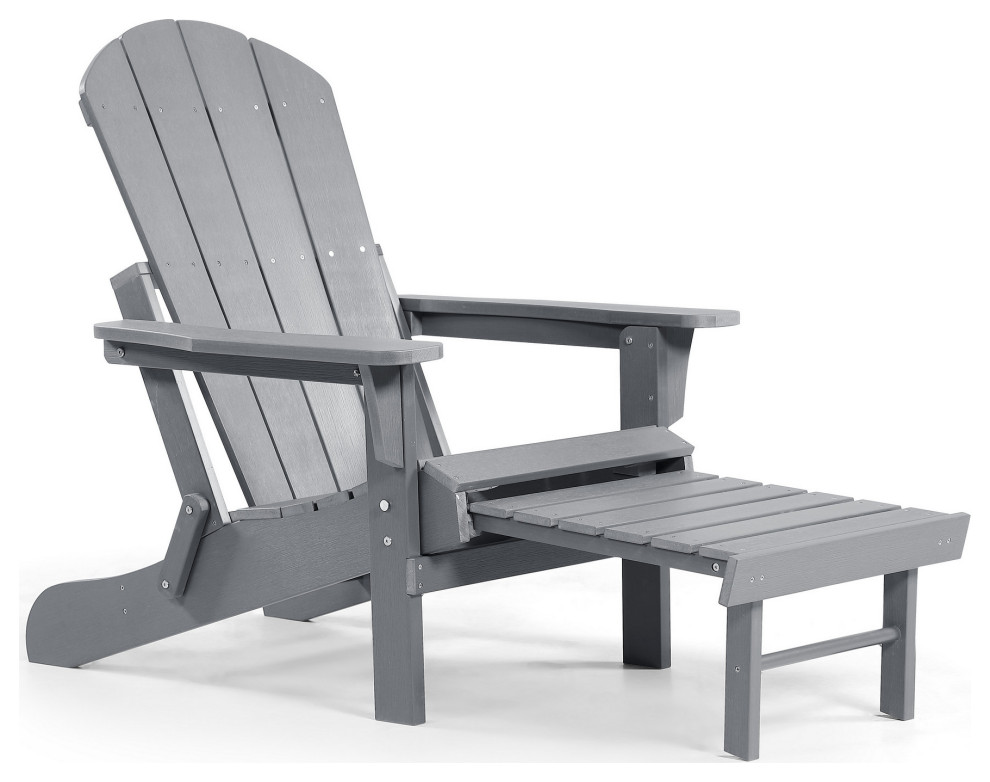 Hurley Stanton Drew Plastic/Resin Folding Adirondack Chair with Ottoman