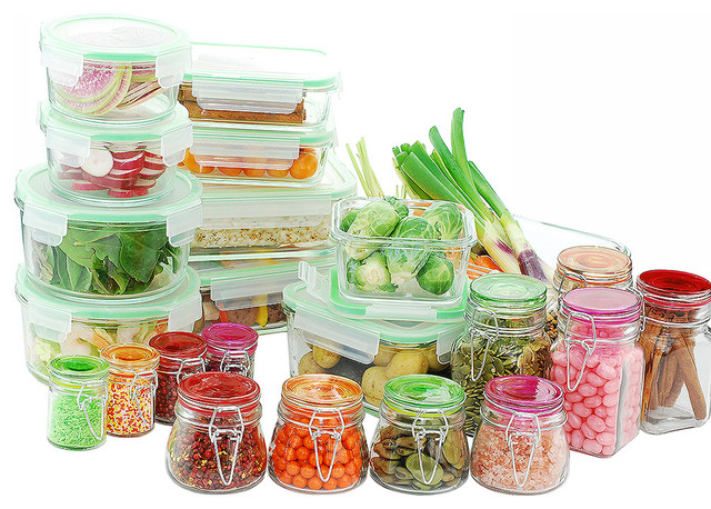 34-Piece Glass Food Storage Container With Lid and Mini Jar