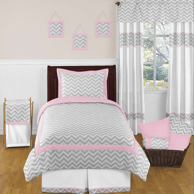 Sweet Jojo Designs Girls 'Chevron' 4-piece Twin Comforter Set