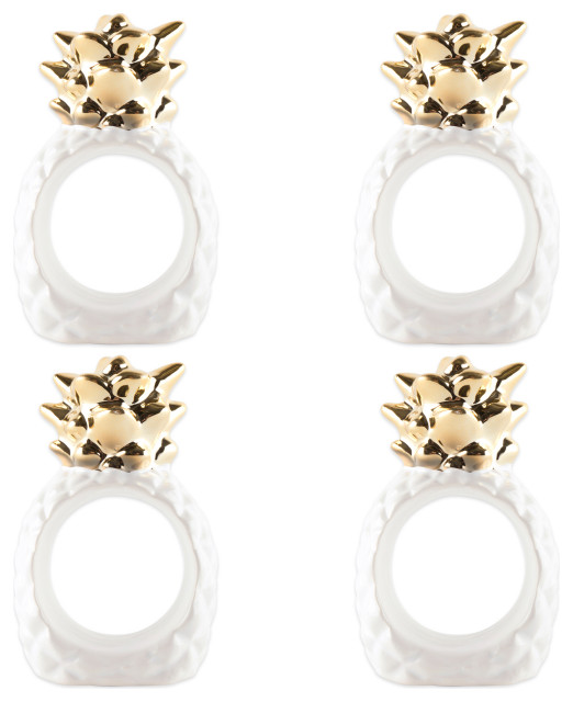 DII Gold Pineapple Napkin Ring, Set of 4