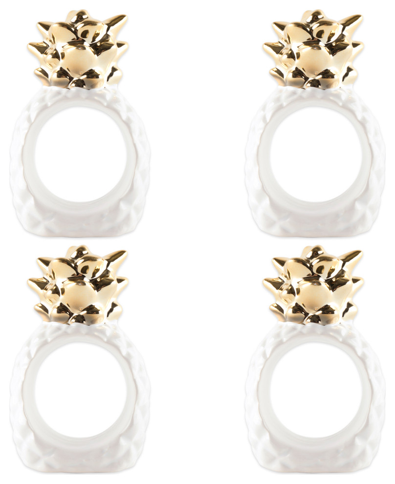 DII Gold Pineapple Napkin Ring, Set of 4
