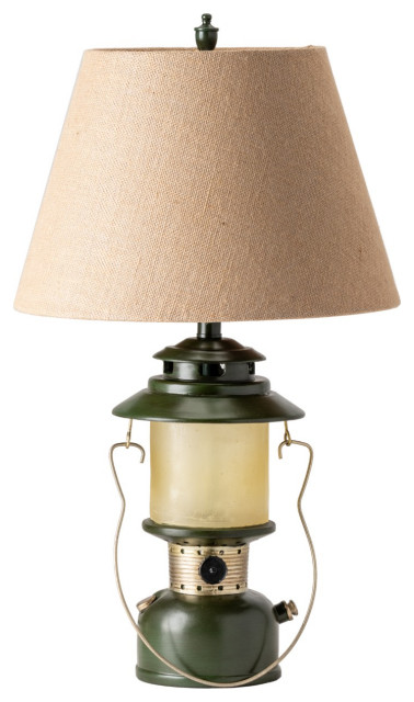 Camp Lantern Lamp With Nightlight, Rustic Lodge Style Table Lamps