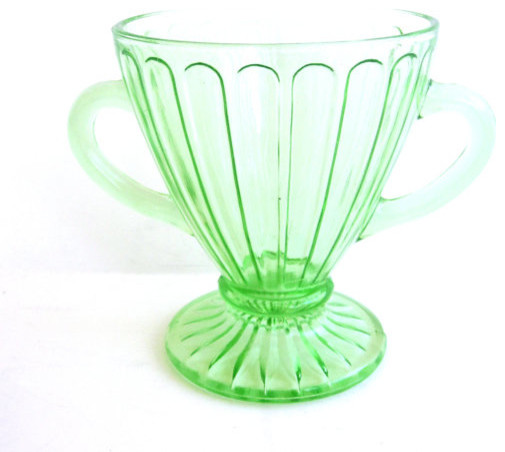 Green Depression Glass Sugar Bowl By Carpe Diem Treasures