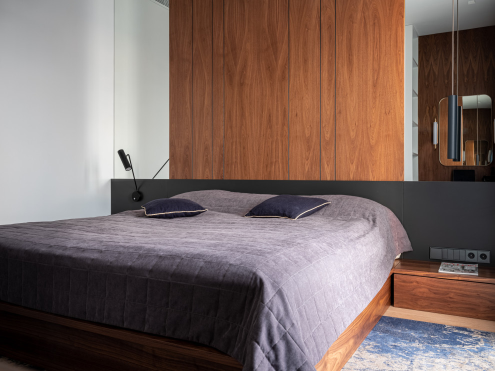 Идея дизайна: спальня среднего размера в скандинавском стиле