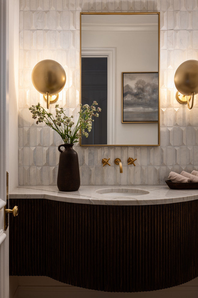 Inspiration for a transitional powder room remodel in Kansas City