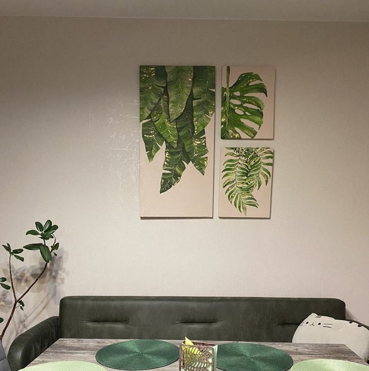 Выполненный проект. Текстурные картины в обеденную зону.