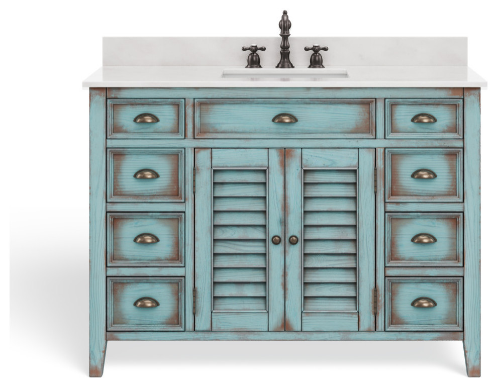 Aurora Bathroom Vanity, Single Sink, 47", Blue, Freestanding