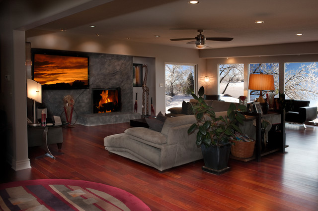 Hardwood Floors Modern Living Room Wichita By Great
