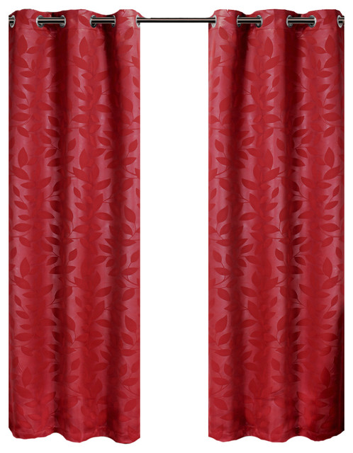 Virginia 2PC Blackout Weave Grommet Panels, Red, 74"x63"