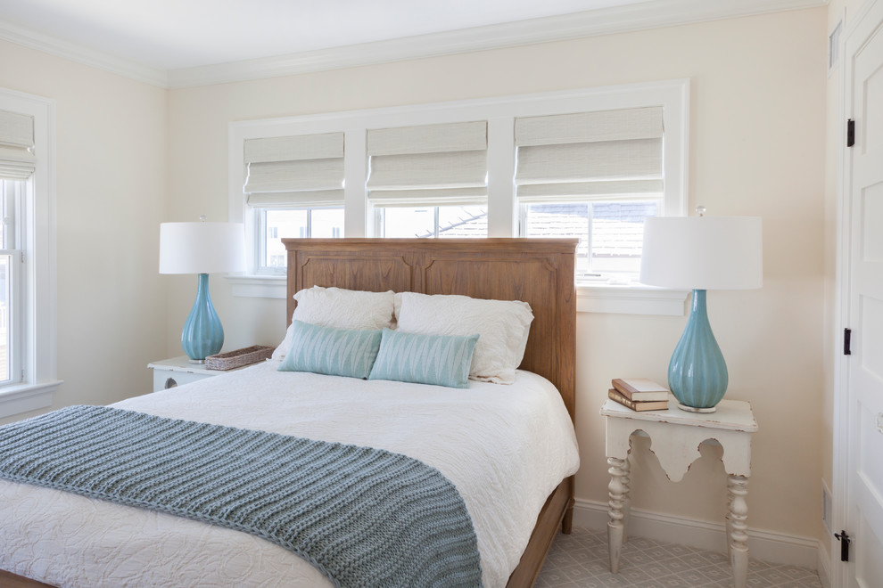 Design ideas for a beach style bedroom in New York.