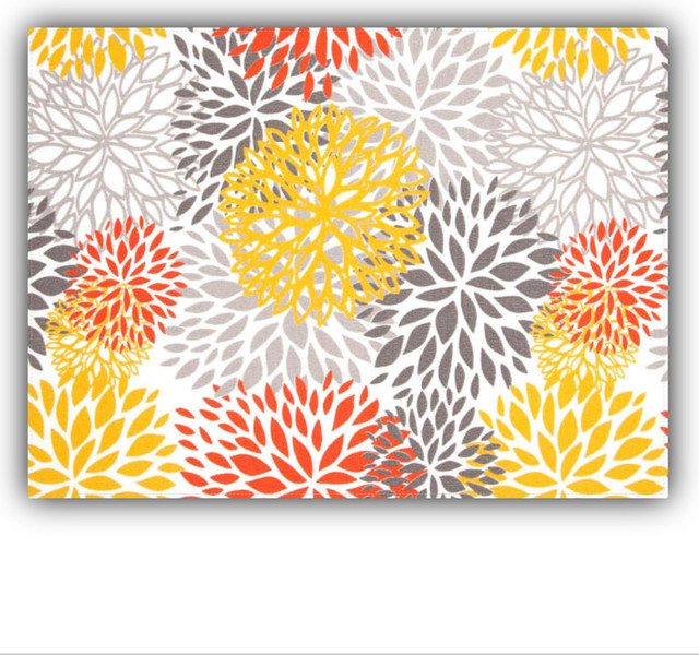 Bursting Blooms Gray Indoor/Outdoor Placemat, Finished Edge