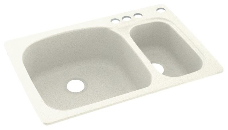 Swan 33x22x9 Solid Surface Kitchen Sink, 4-Hole, Bisque