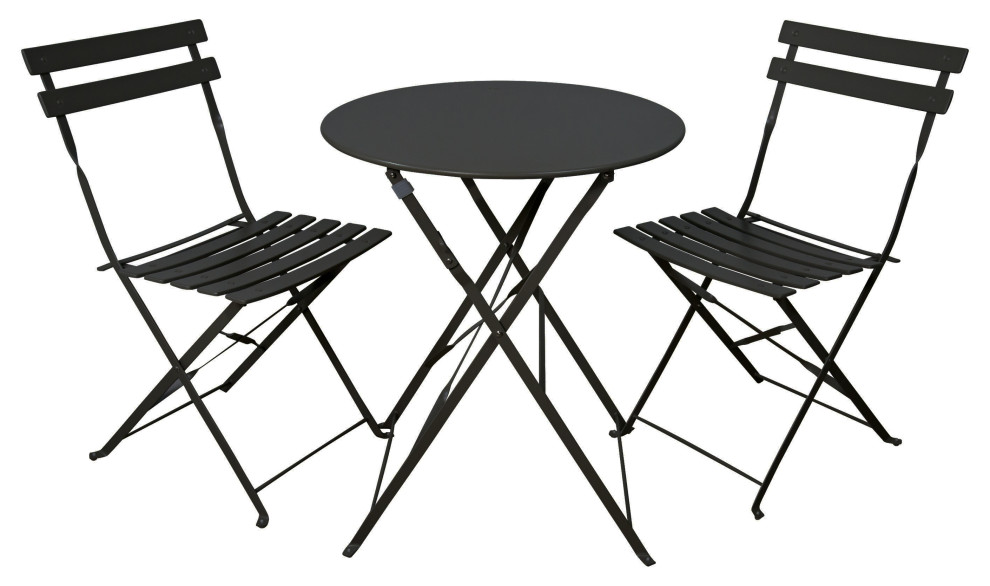 Black Metal Bistro Set Transitional Outdoor Pub And Bistro Sets